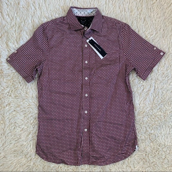 Tahari Mens Premium Stretch Fabric Fine Cotton Button Down Short Sleeve Shirt - Picture 2 of 7